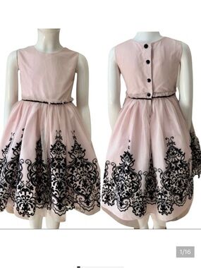LAURA ASHLEY London Tulle Special Occasion Dress Pink & Black Tulle Fancy Party